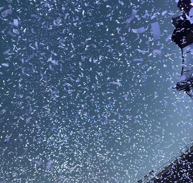 Glitter shower after a concert in Vienna Ernst-Happel-Stadium